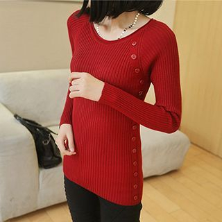 Fiori Long Sleeve Ribbed Knit Top