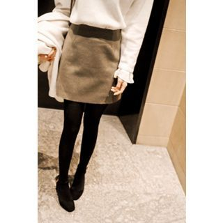 CHERRYKOKO A-Line Mini Wool Skirt