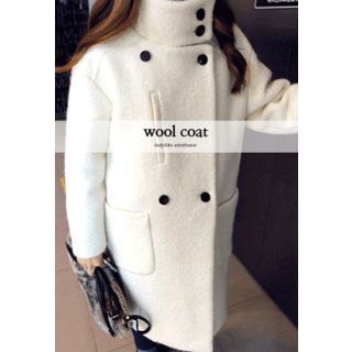 REDOPIN Wool Blend Double-Breasted Coat