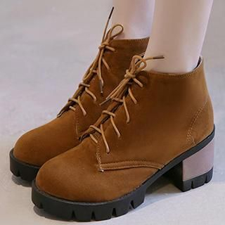 Gizmal Boots Block Heel Lace-up Ankle Boots