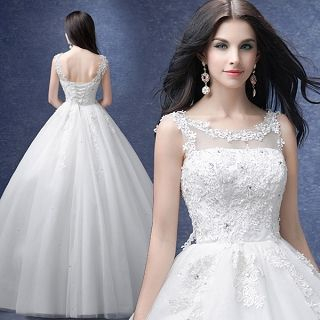 Angel Bridal Paneled Rhinestone Ball Gown Wedding Dress