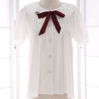 Reine Detachable Bow Embroidered Chiffon Shirt