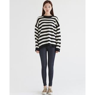Someday, if Drop-Shoulder Striped Knit Top