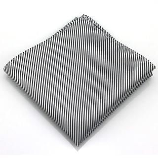 Xin Club Striped Pocket Square Black - One Size