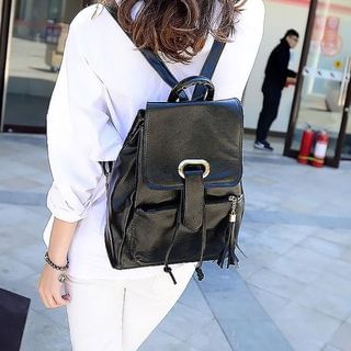 Seok Faux Leather Tasseled Backpack