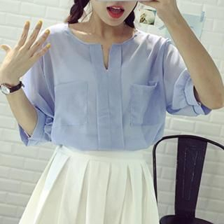 Dute Oversized Short Sleeves Chiffon Top