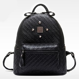 BeiBaoBao Faux-Leather Woven Backpack