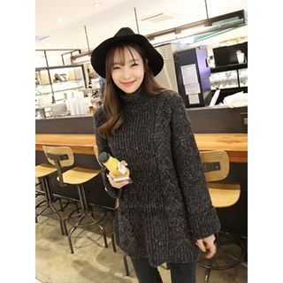 hellopeco Mock-Neck Cable-Knit Top