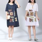 Printed Linen-blend Short-Sleeve Dress от YesStyle.com INT Printed Linen-blend Short-Sleeve Dress от YesStyle.com INT