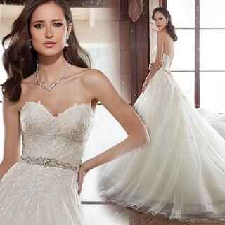 Angel Bridal Strapless Lace Wedding Ball Gown with Train