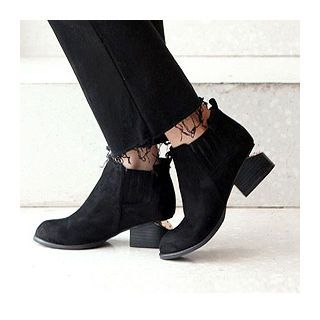1ROA Notched-Heel Faux-Suede Ankle Boots