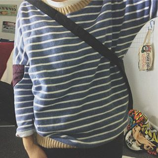 Jolly Club Elbow-Patch Striped Pullover