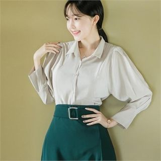 Attrangs Puff-Sleeve Slim-Fit Blouse