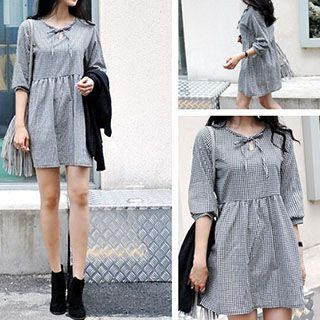 Fashion Street 3/4-Sleeve Check Dress