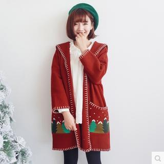 Forest Girl Embroidered Hooded Long Cardigan