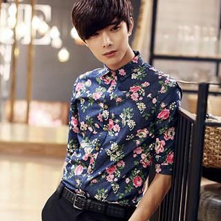 Streetstar Elbow-Sleeve Floral Print Shirt