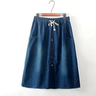TOJI Washed Denim A-Line Skirt
