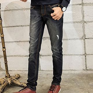 Besto Distressed Washed Straight Leg Jeans