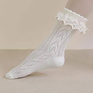 Skool Perforated Lace Trim Socks