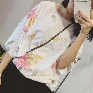 Eva Fashion Short-Sleeve Floral Print T-Shirt