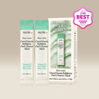 su:m37 - Micro-Active Green Vitamin Bubbletox Pack Cleanser Mask Stick Pouch Mini 4ml x 7 pcs
