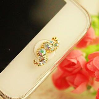 Fit-to-Kill Colorful Diamond Beard Iphone Button Sticker - Gold Gold - One Size