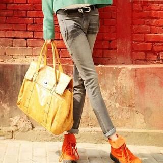 Washed Print Skinny Jeans