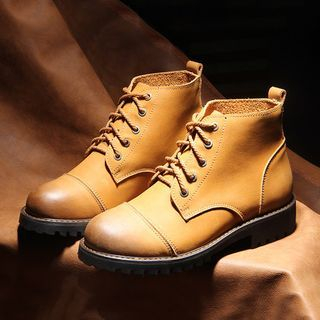 Taine Genuine Leather Lace Up Ankle Boots