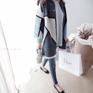 DAILY LOOK Color-Block Wool Blend Knit Cardigan