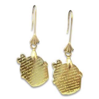 Sweet & Co. I Love Cupcakes Mirror Gold Charm Earrings