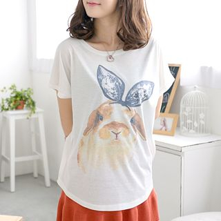 59 Seconds Rabbit Print T-Shirt White - One Size