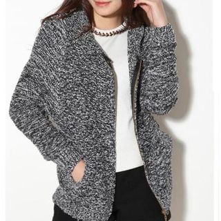 Fashion Street Crown Printed Hooded Knit Jacket