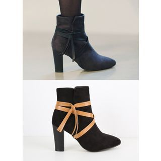COII Cross-Strap Faux-Suede Ankle Boots