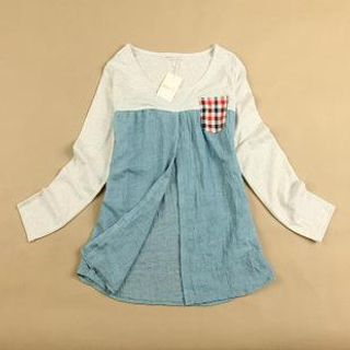 Cute Colors Long-Sleeve Panel Top