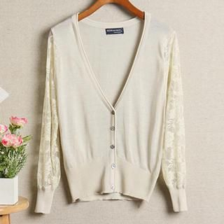 Coralie Lace Perforated Knit Cardigan