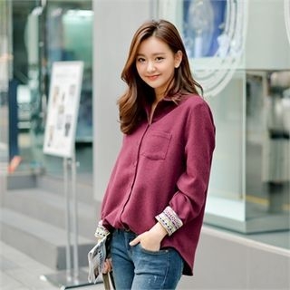 Styleberry Contrast-Cuff Pocket-Front Shirt