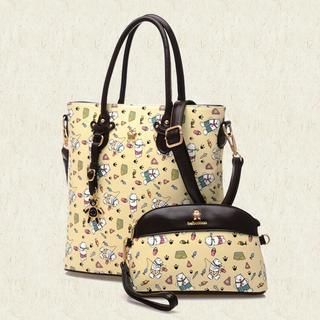 BeiBaoBao Faux-Leather Patterned Tote with Pouch
