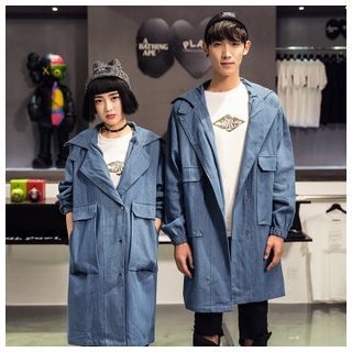 Simpair Matching Couple Hooded Denim Parka