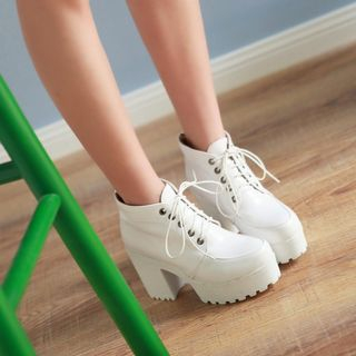 Pretty in Boots Lace-Up Platform Short Boots