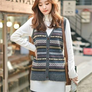 Styleberry Patterned Wool Blend Knit Vest