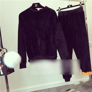Octavia Set: Fleece-Lined Pullover + Drawstring Sweatpants