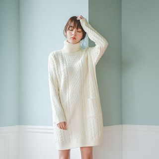 JUSTONE Turtleneck Cable-Knit Dress