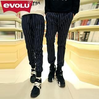 Evolu Couple Striped Slim-Fit Pants