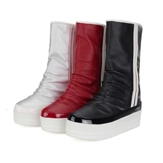 JY Shoes Faux Leather Platform Short Boots