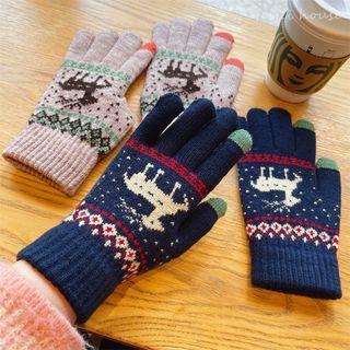 Patterned Knit Gloves