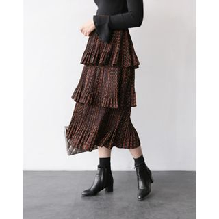 UPTOWNHOLIC Pattern Tiered Midi Skirt