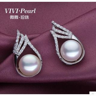 ViVi Pearl Freshwater Pearl Wing Sterling Silver Earrings
