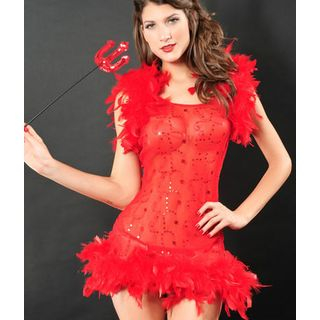 Sexy Romantie Feather Trim Party Costume