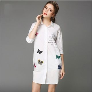 Ovette 3/4 Sleeved Embroidered Shirtdress