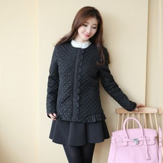 XINLAN Frilled Quilted Sequined Jacket
